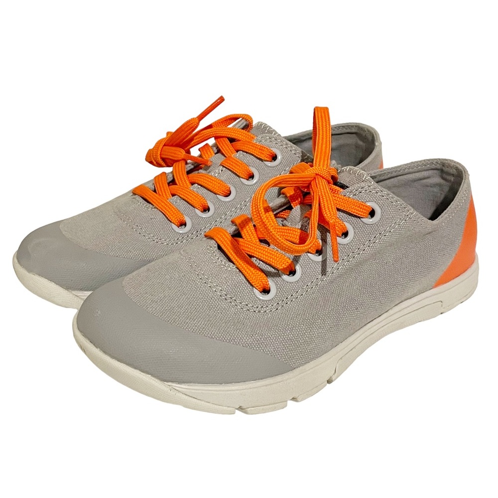 NoBull Womens Size 6.5 Grey Orange Trim Lightweight Low Top Sneakers Athletic